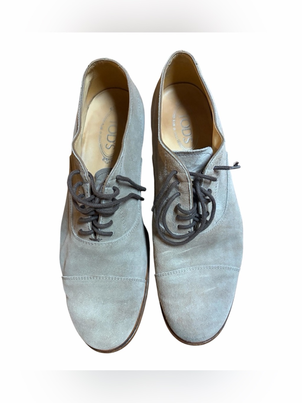 Tod's Light Gray Suede Derby Shoes